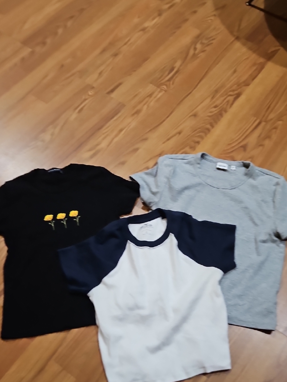 Brandy Melville Short Sleeve Tee Trio - Black, Navy & Gray